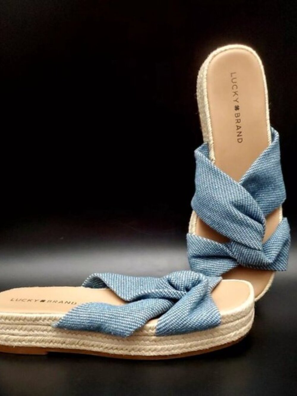 Lucky Brand Grenly Slip-On Knotted Espadrille Blue Sandals Women's Size 7M